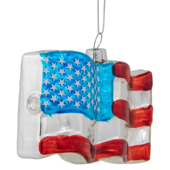 Northlight 4" American Flag Glass Christmas Ornament Red {4}