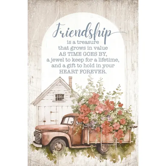 Friendship Is A Treasure Wood Plaque with Easel and Hook Wall Tabletop Art - 4 inches x 6 inches {1}