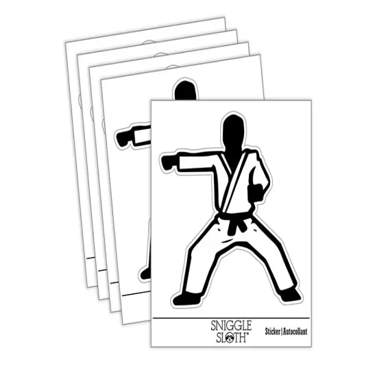 Kung Fu Martial Arts Rider Stance Karate Gi Waterproof Vinyl Phone Tablet Laptop Water Bottle Sticker Set - 5 Pack {2}