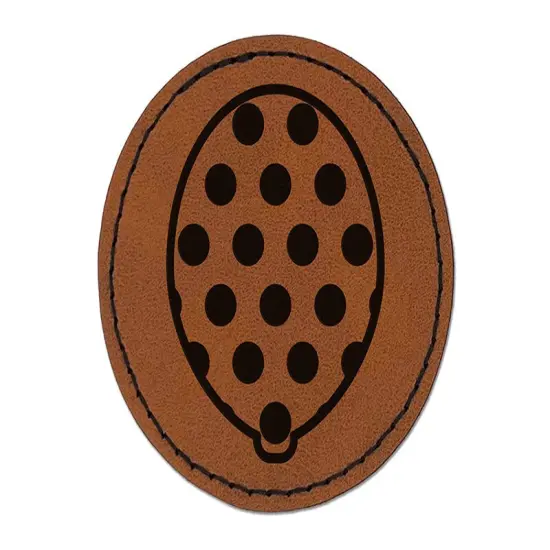 Polka Dot Balloon Party Birthday Round Iron-On Engraved Faux Leather Patch Applique - 2.5" Brown {1}