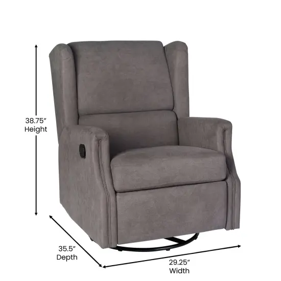 Merrick Lane Abby 3-in-1 Wingback Manual Recliner Rocker Swivel Glider Chair Cream {12}