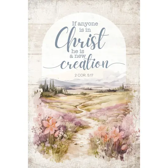 If Anyone Is In Christ Wood Plaque with Easel and Hook Wall Tabletop Art - 4 inches x 6 inches {1}