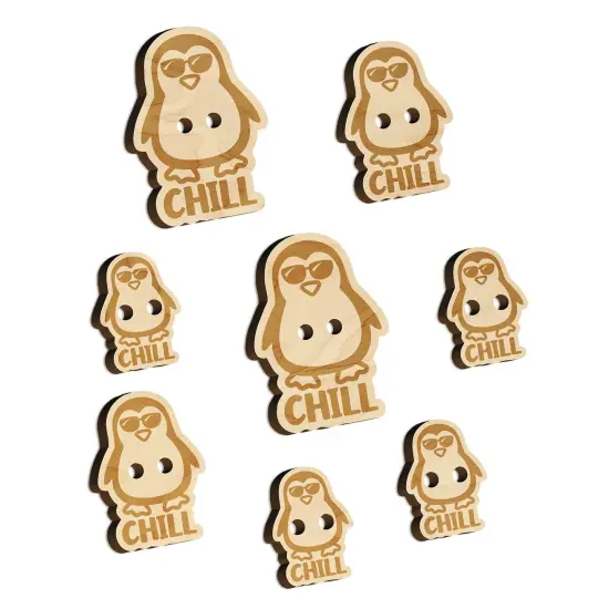 Penguin Chill Wood Buttons for Sewing Knitting Crochet DIY Craft {7}