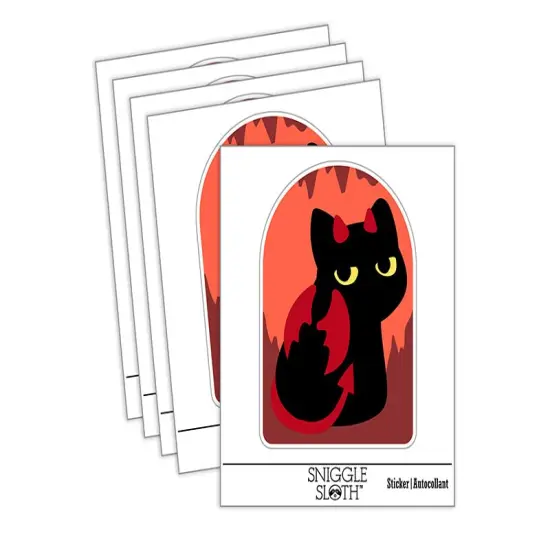 Devil Cat Wings Horns Tail Waterproof Vinyl Phone Tablet Laptop Water Bottle Sticker Set - 5 Pack {2}
