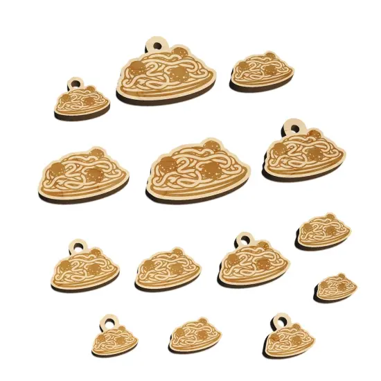 Spaghetti and Meatballs Italian Pasta Mini Wood Shape Charms Jewelry DIY Craft {7}