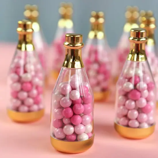 12 Pieces Metallic Champagne Bottle Container DIY Favor, One Size, Clear, Gold {2}