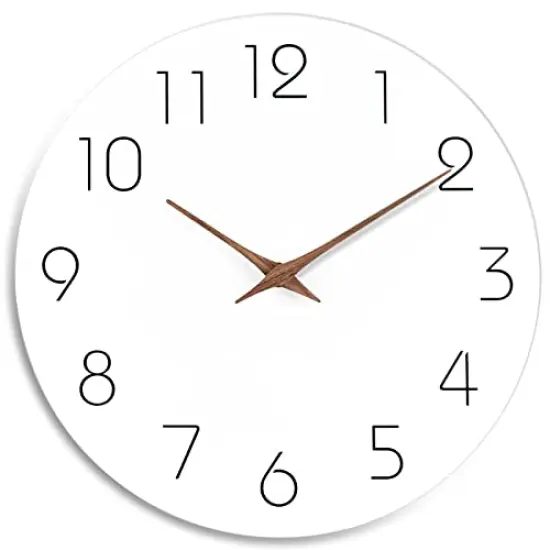Wall Clock 10 Inch Silent Non Ticking Wood Wall Clocks Battery Operated - Wooden White Modern Office Simple Minimalist Clock Decorative for Kitchen,Home,Bathroom,Living Room(10" White) {2}