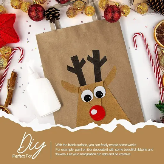 Brown Kraft Paper Gift Bags with Flat Handles for Party Favors {3}