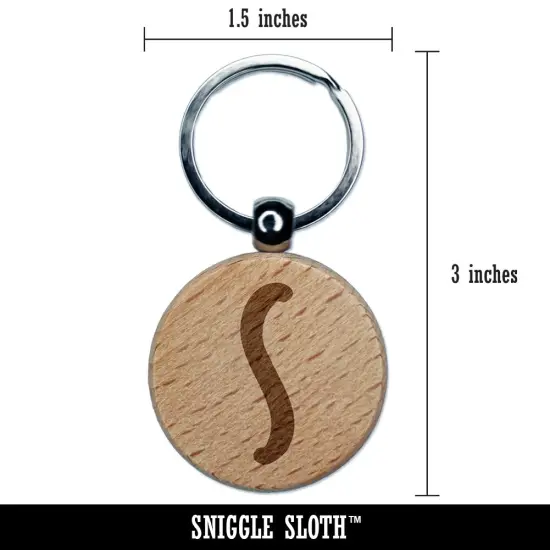 Letter S Uppercase Felt Marker Font Engraved Wood Round Keychain Tag Charm {2}