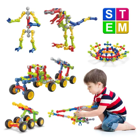 125 Pieces Educational Construction Engineering Building Blocks Kit for Ages 3 4 5 6 7 8 9 10 Year Old Boys and Girls,Best Gift for Kids Creative Games & Fun Activity {1}