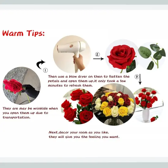 10pcs Realistic Red Roses Artificial Silk Flowers Long Stem Fake Rose Bouquet for Home Wedding Decoration Valentine&rsquo;s Day {6}