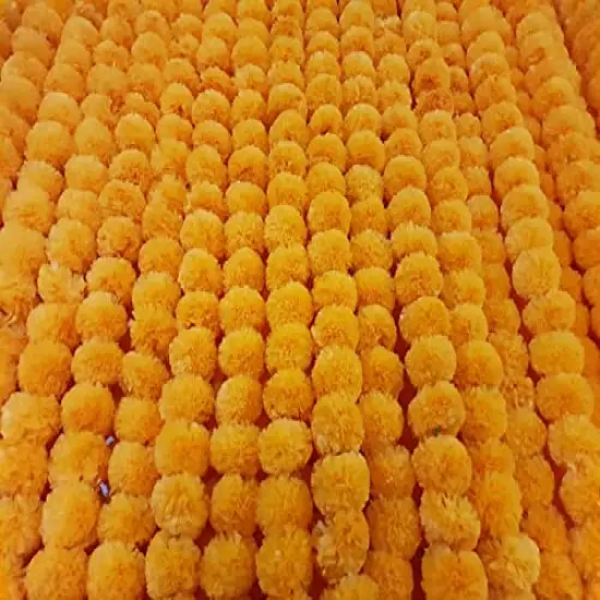 5 Pack 5 ft Light Orange Artificial Marigold Flower Garland for Parties Wedding Diwali Mehndi Pooja Festival & Traditional Indian Theme Decoration Home Decoration Photo Prop Backdrops DIY {2}