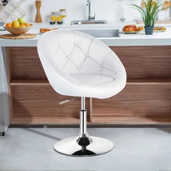 1 Piece Adjustable Modern Swivel Round Tufted White {1}