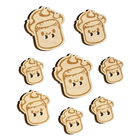 Cute Kawaii Toasted Marshmallow Wood Buttons for Sewing Knitting Crochet DIY Craft {7}