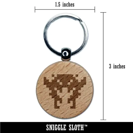Retro Invaders from Space Crab Alien Engraved Wood Round Keychain Tag Charm {2}