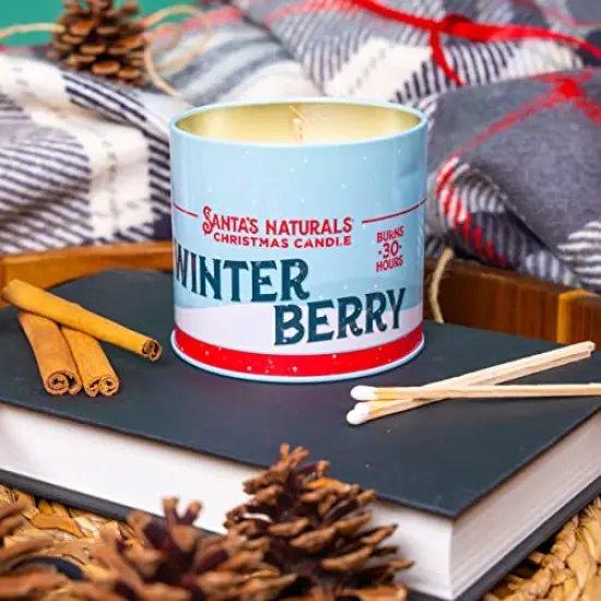Winterberry Christmas Candle | Warm Cider Fragrance | Notes of Cinnamon, Orange, and Clove | Sustainably Sourced Soy and Beeswax | 30 Hour Burn Time | 9oz | 2 Pack {5}