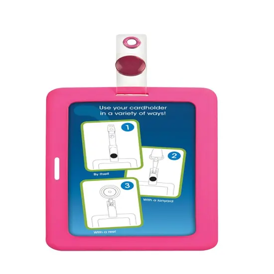 MyID Cardholder, Rubberized Pink, 4" x 2.5", Clear Window, 1 count {2}