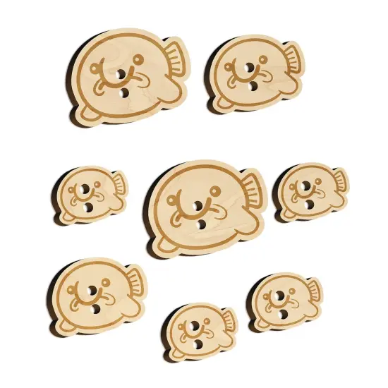 Kawaii Sad Blobfish Wood Buttons for Sewing Knitting Crochet DIY Craft {7}