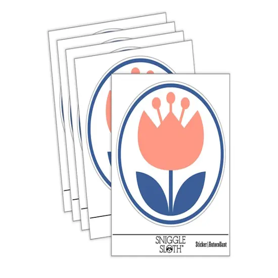 Scandinavian Bulbous Tulip Waterproof Vinyl Phone Tablet Laptop Water Bottle Sticker Set - 5 Pack {2}