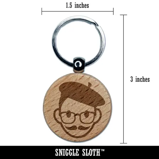 Artist Icon Engraved Wood Round Keychain Tag Charm {2}