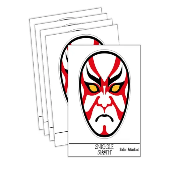 Japanese Kabuki Opera Mask Waterproof Vinyl Phone Tablet Laptop Water Bottle Sticker Set - 5 Pack {2}