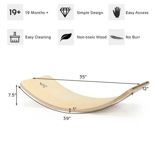 Wooden Wobble Balance Board Kids with Felt Layer-Natural {4}