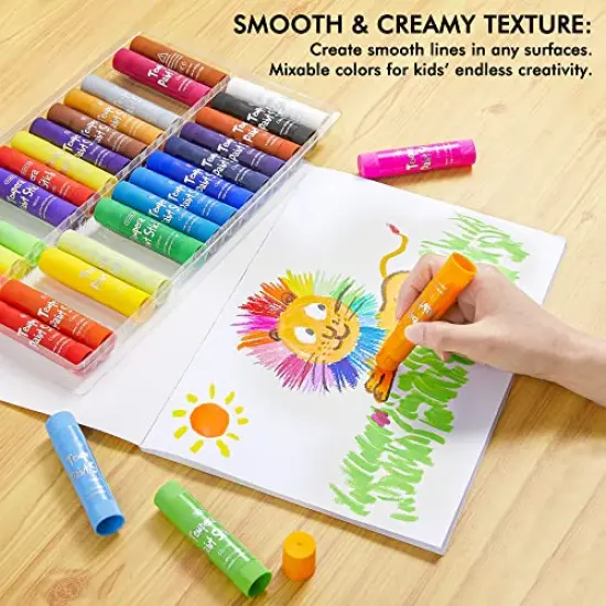 Tempera Paint Sticks, 30 Colors Solid Tempera Paint for Kids, Super Quick Drying, Non-Toxic, Works Great on Paper Wood Glass Ceramic Canvas {6}