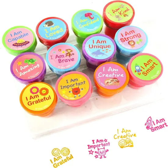 TINYMILLS 12 Pcs Positive Affirmation Stamp Kit for Kids - Positive Mindfulness Self Inking Stamps {2}