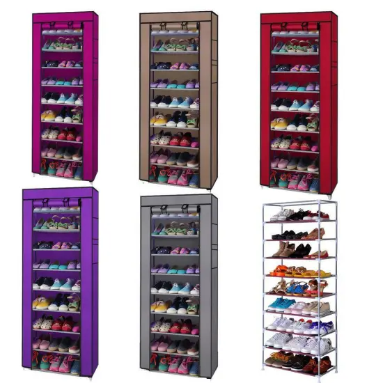 9 Tier/Shelf Shoe Rack Shelf Saving Storage Closet . Purple {2}