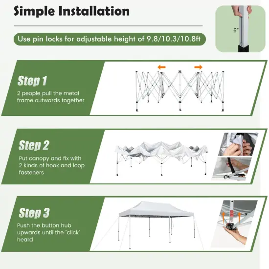 10 x 20 Feet Outdoor Pop-Up Patio Folding Canopy Tent-White {5}