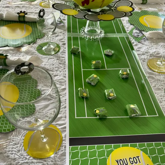 Big Dot of Happiness You Got Served - Tennis - Petite Baby Shower or Tennis Ball Birthday Party Paper Table Runner - 12 x 60 inches {3}
