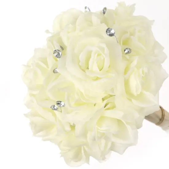 50-Pack: Cream White Silk Rose Picks with 8" Stems and 3" Blooms for DIY Floral Arrangements &ndash; Floral Home by Artificial Flowers {4}