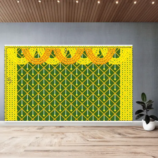 Marigold Backdrop Indian Traditional Cloth Backdrop 5x8 Feet Pooja Backdrop Indian Wall Art Photo Decor Banner Diwali Decor Wedding Backdrop Decorative Cloth Backdrop {6}