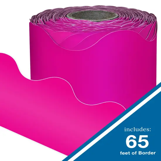 Carson Dellosa 65Ft of Hot Pink Bulletin Board Borders, 1 Roll of Scalloped Trim for Rolling Whiteboard, Cork and Posterboard, Valentines Day Decorations, Party, and Classroom Decor {2}