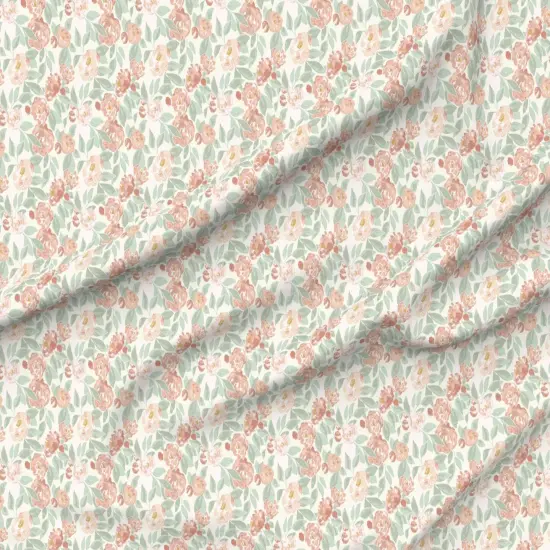 Various Fabrics by the Yard or Fat Quarter Watercolor Peony Blush Pink Sage Small Scale Delicate Botanical Modern Rose Floral Custom Printed Fabric by Spoonflower {6}