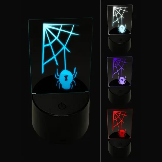 Black Widow Spider and Web Halloween Doodle 3D Illusion LED Night Light Sign Nightstand Desk Lamp {1}