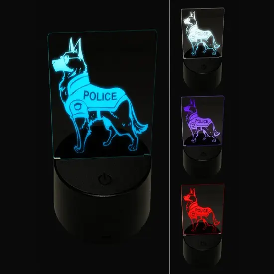 German Shepherd K-9 Police Dog 3D Illusion LED Night Light Sign Nightstand Desk Lamp {1}