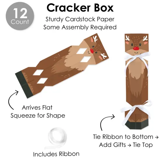Big Dot of Happiness Very Merry Christmas - No Snap Holiday Reindeer Party Table Favors - DIY Cracker Boxes - Set of 12 {7}