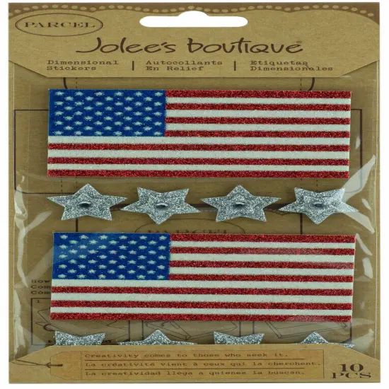Jolee's Boutique Parcel Glitter Flags & Stars Dimensional Stickers {1}