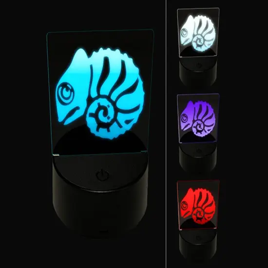 Cautiously Curled Chameleon Lizard 3D Illusion LED Night Light Sign Nightstand Desk Lamp {1}