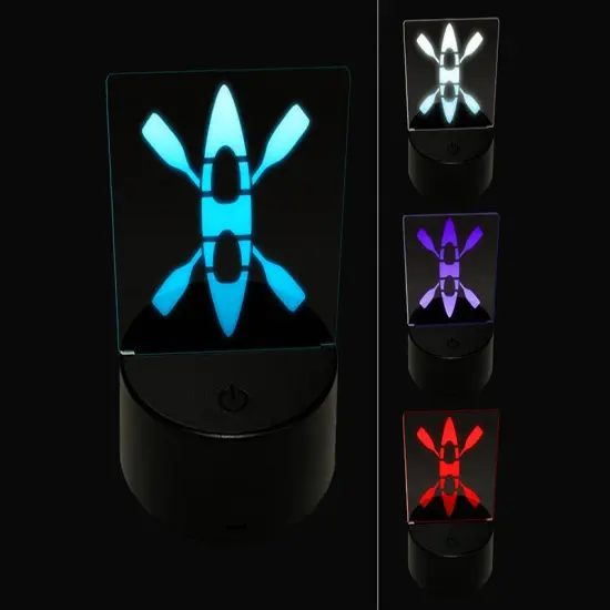 Double Kayak with Crossed Paddles 3D Illusion LED Night Light Sign Nightstand Desk Lamp {1}