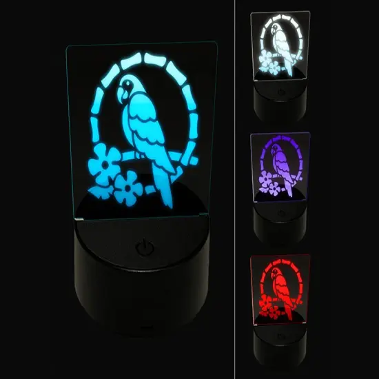 Tiki Bird Parrot 3D Illusion LED Night Light Sign Nightstand Desk Lamp {1}