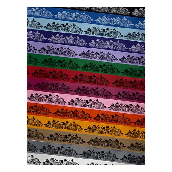 Cute Houses Homes Neighborhood Satin Ribbon for Bows Gift Wrapping - 1" - 3 Yards Latte Ribbon {1}