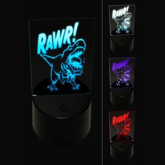 Tyrannosaurus Rex Rawr Roar Dinosaur 3D Illusion LED Night Light Sign Nightstand Desk Lamp {1}