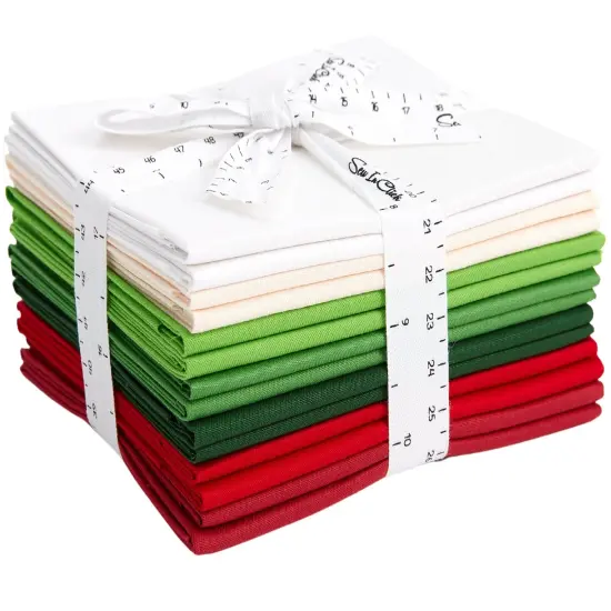 Christmas Fat Quarter Bundle -100% Cotton | Pure Solids | Xmasl Mix Christmas Colors | Quilting & Crafting Soft Fabric | Gift Set {3}