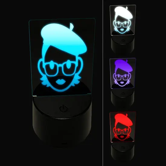 Artist Woman Icon 3D Illusion LED Night Light Sign Nightstand Desk Lamp {1}