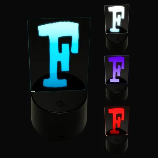 Letter F Uppercase Cute Typewriter Font 3D Illusion LED Night Light Sign Nightstand Desk Lamp {1}