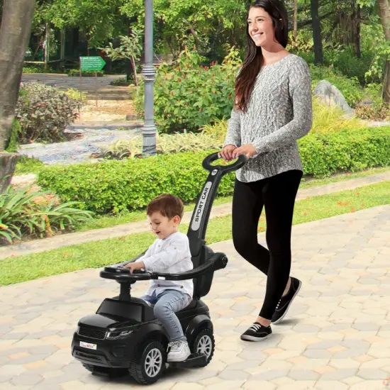 Honey Joy 3 in 1 Ride on Push Car Toddler Stroller Sliding Car with Music Black {6}