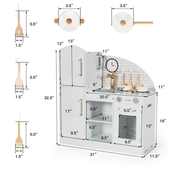 Kids Kitchen Playset Pretend Play Cooking Set with Vivid Faucet and Telephone {4}