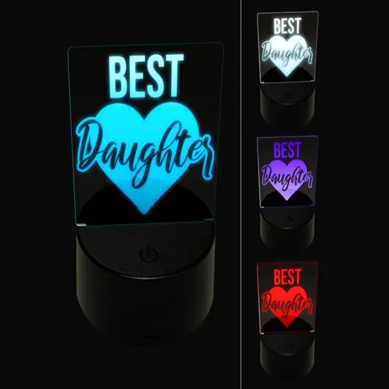 Best Daughter in Heart 3D Illusion LED Night Light Sign Nightstand Desk Lamp {1}